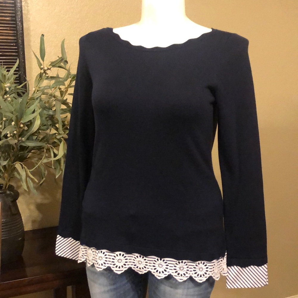 Navy White House Black Market Sweater Top
